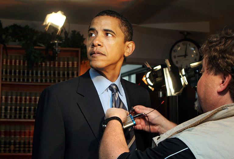 Барак Обама перед выступлением на «Face the Nation» в Чикаго, 2007 г.